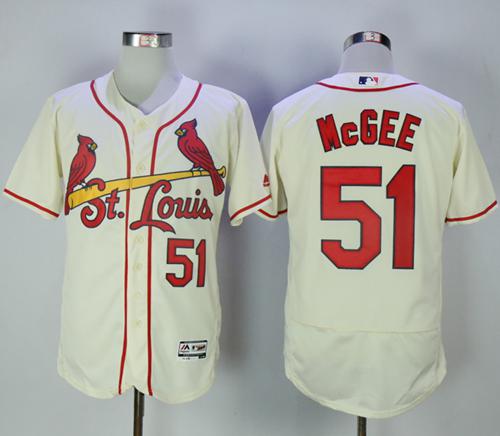 Cardinals #51 Willie McGee Cream Flexbase Authentic Collection Stitched MLB Jersey